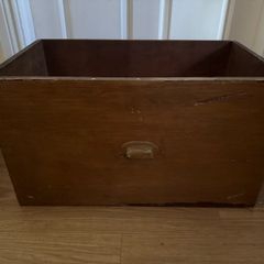 Vintage Industrial Wooden Storage Drawer / Crate with Brass Cup Handle
