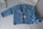 Hand Knit Baby Cardigan &amp; Booties Set: 3-6 Months