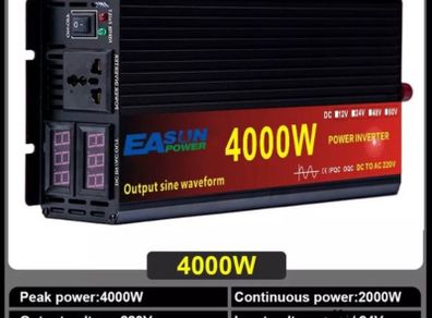 Pure Sine Wave Inverter DC 12 AC  220v Power 4000W Car Inverter Converte WITH LED Display