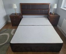 King size Bed Base, Headboard, Bed Side Lockers