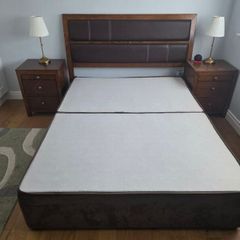 King size Bed Base, Headboard, Bed Side Lockers