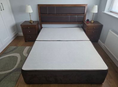 King size Bed Base, Headboard, Bed Side Lockers