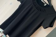 Punt Roma Womans T-shirt Top In Black With Caged Collar Cut Out At Front Size S Small
