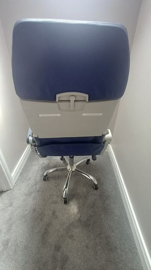 Airbus A320/A321 Aircraft Seat Swivel Office Chair | Genuine Airline Seat with Tray Table & Life Jacket