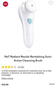 No7 Radiant Results Revitalising Sonic Action Cleansing Brush