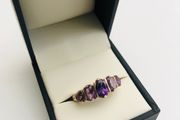 9ct Yellow Gold Graduated Amethyst Ring