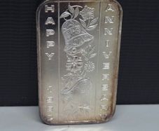 Vintage 1982 Madison Mint Happy Anniversary One Ounce Fine Silver Art Bar