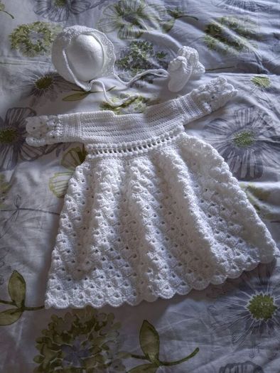 Handmade 100% cotton christening dress set 0-3 months