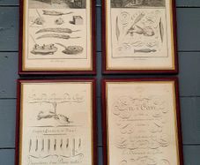 18th century set of four framed "Art D'Ecrire" copper plate calligraphy prints