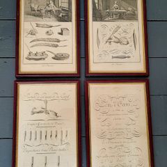 18th century set of four framed "Art D'Ecrire" copper plate calligraphy prints