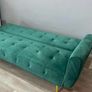 Luxury Velvet Sofa Bed with Golden Legs green Image 3