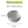 AG1 / LR621 / 364 Alkaline Button Cell Batteries | 1.5V | 10 Pack | Brand New Image 2