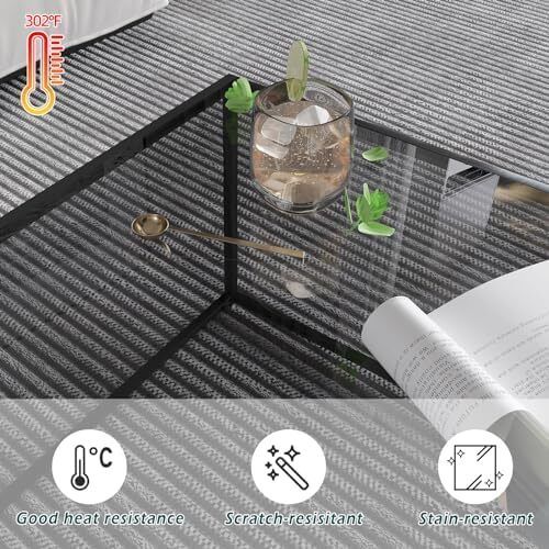 Coffee Table, Side Table, Living Room Table, Glass Table, Sofa Table, Round, 4 mm, Black