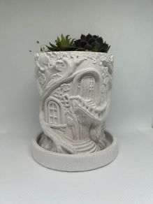 Handmade Concrete Treehouse Planter / Decorative Piece
