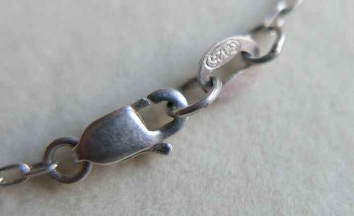 Vintage Sterling Silver 925  Sister,  Necklace with White Sapphire length 16" - 8,9g