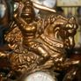 Vintage Brass Table Clock Knight on Horseback and Dragon, Saint George and Dragon, Mechanical  Clock SLAVA 11 JEWELS,  Working Image 3