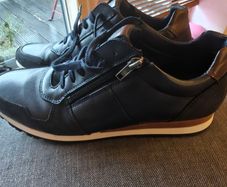 Dune London Thame Navy Leather Trainers  EU 46