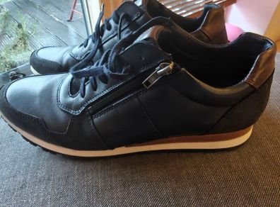Dune London Thame Navy Leather Trainers  EU 46