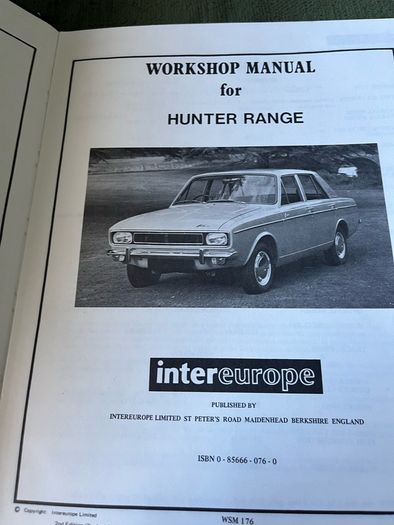 Vintage Hillman Hunter Hardback Repair Manual
