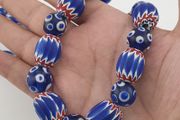 Antique Venetian Style Chevron &amp; Thousand Glass Beads Necklace