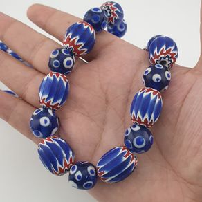 Antique Venetian Style Chevron & Thousand Glass Beads Necklace