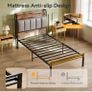 3ft Single Bed Frame with Storage Upholstered Headboard, LED Light & Charging Station Image 6
