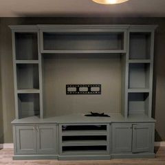 Large custom-built fitted media wall / TV unit in very good used condition.