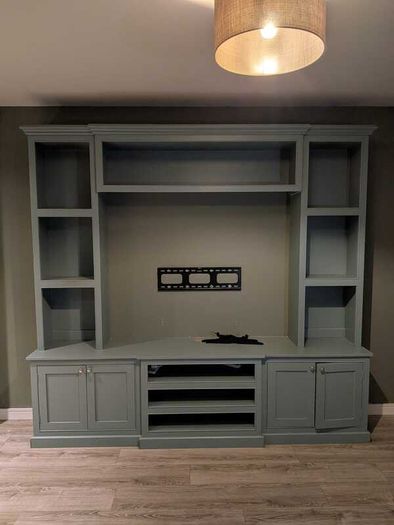 Large custom-built fitted media wall / TV unit in very good used condition.