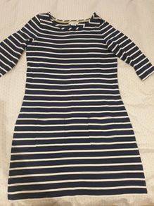 Boden navy striped cotton dress uk10
