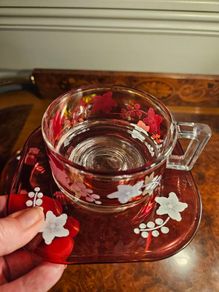 Beautiful ruby glass iced tea set
