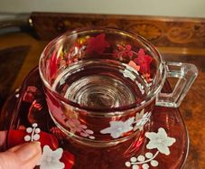 Beautiful ruby glass iced tea set