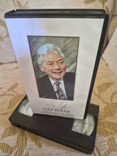 Gay Byrne signed RTE video tape .