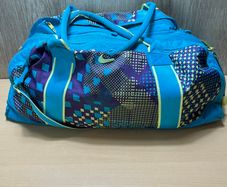Nike Blue Purple Yellow Geometric Pattern Duffel Gym Bag - Vintage