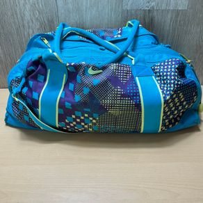 Nike Blue Purple Yellow Geometric Pattern Duffel Gym Bag - Vintage