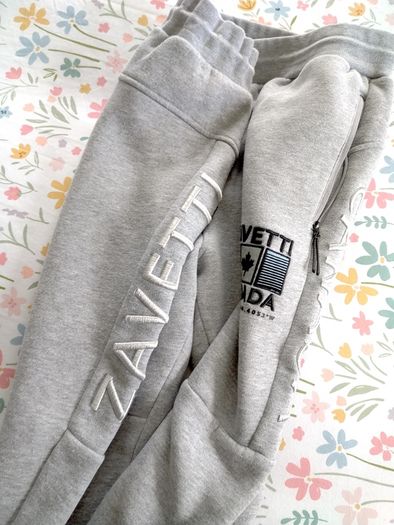 Mens Zavetti Canada Grey Cotton Joggers Large