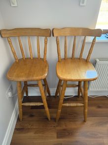 2 x Solid Pine Wood Stools