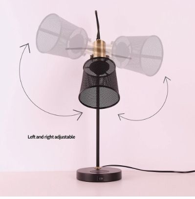 Modern vintage USB charging desk lamp metal mesh cover adjustable table light living room bedroom work study office