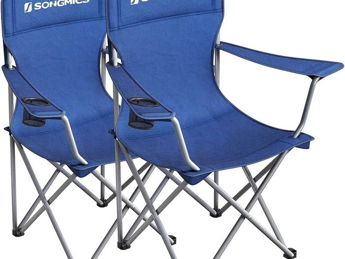 NEW SALE | Set of 2 Folding Camping Chairs, Comfortable, Heavy Duty Structure, Max. Load Capacity 150 kg, with Cup Holder, Outdoor Chair