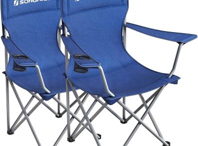 NEW SALE | Set of 2 Folding Camping Chairs, Comfortable, Heavy Duty Structure, Max. Load Capacity 150 kg, with Cup Holder, Outdoor Chair