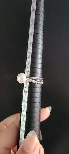 [Size 58] Perlaviva Genuine Freshwater Pearls in Rhodium-Plated 925 Silver Ring