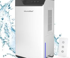 Dual Semiconductor Dehumidifier for Bathroom Basement Up to 20 with 2L Watertank, with 1.5m Drain Hose, Auto Defrost and Intelligent Humidity Control