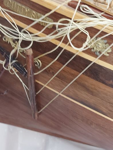 Large Timber  crafted model of the Cutty Sark, A speedy Clipper Sailboat that transported TEA in the late 19thy century