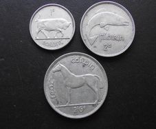 1939 Irish Republic. Set of 3 Silver Coins: Half Crown&Florin&Shilling