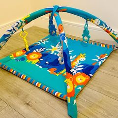 Padded Foldable Baby Gym with toys and attachment rings