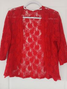 ladles red lace cardigan  size 18
