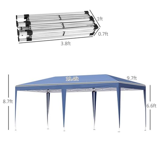 3 x 6m Pop Up Gazebo, Double Roof Foldable Canopy Tent, Outdoor Garden Wedding Awning Canopy Steel (FREE SHIPPING)