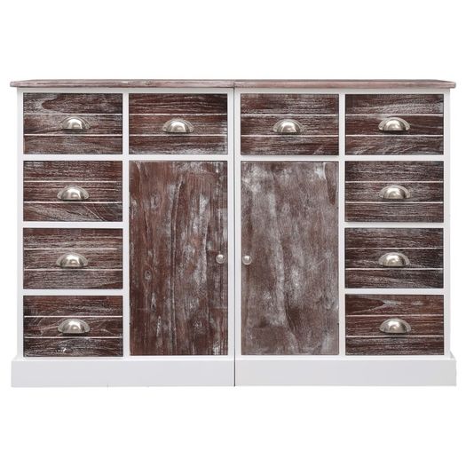 Sideboard with 10 Drawers Brown 113x30x79 cm Wood