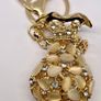 Created White Cats Eye, White Austrian Crystal Vas Keychain In Yellow Gold Tone Image 9