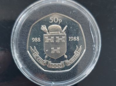 1988 Dublin Millennium 50p Proof Coin