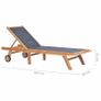 Folding Sun Lounger with Wheels Solid Teak and Textilene Image 9